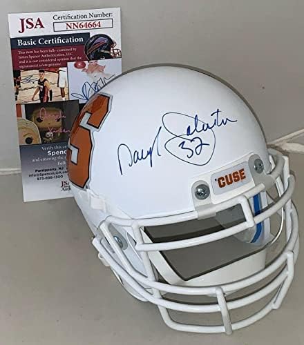 Daryl Johnston Cowboys imzalı Syracuse Orangemen mini kask imzalı 2 JSA İmzalı NFL Mini Kask