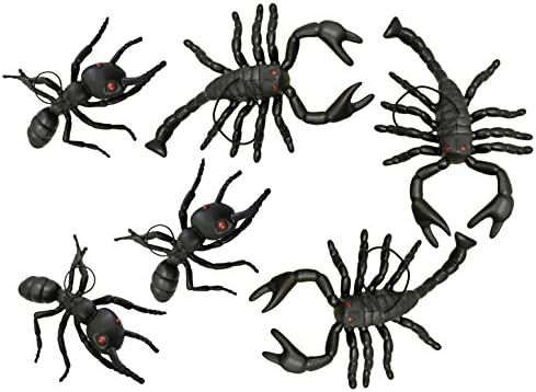 6 Siyah Cadılar Bayramı Asılı Böcek Seti! Akrepler ve Karıncalar! Ürpertici Crawly Bugs Cadılar Bayramı Süslemeleri ve Partiler için