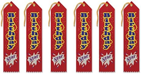 Beistle 6'lı Paket Doğum Günü Yıldızı Ödül Şeridi, 2 inç x 8 inç