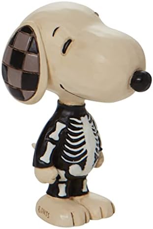 Enesco Jim Shore Fıstık Cadılar Bayramı Snoopy İskelet Minyatür Heykelcik, 3.25 İnç, Renkli Siyah